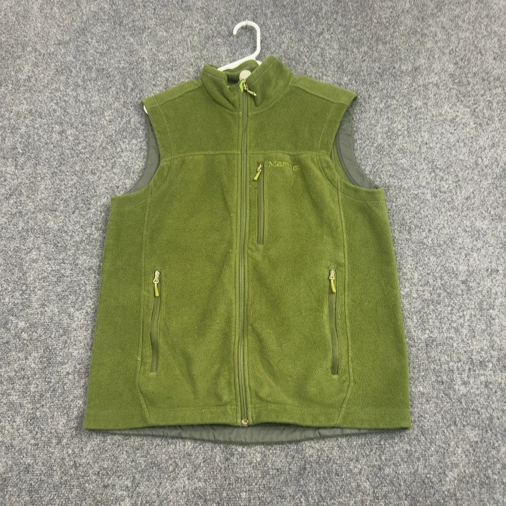 Marmot Vest Mens M Green Polyester Fleece Full Zip Outdoors Gorpcore Hiking